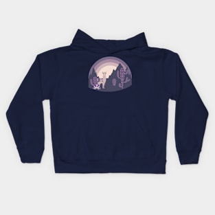 Night Llama with Cacti Kids Hoodie